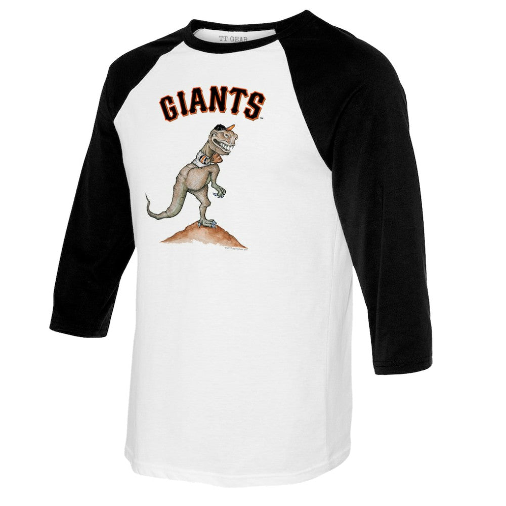 San Francisco Giants Tiny Turnip Youth TT Rex Raglan 3/4 Sleeve T-Shirt - White/Black - MLB Sale