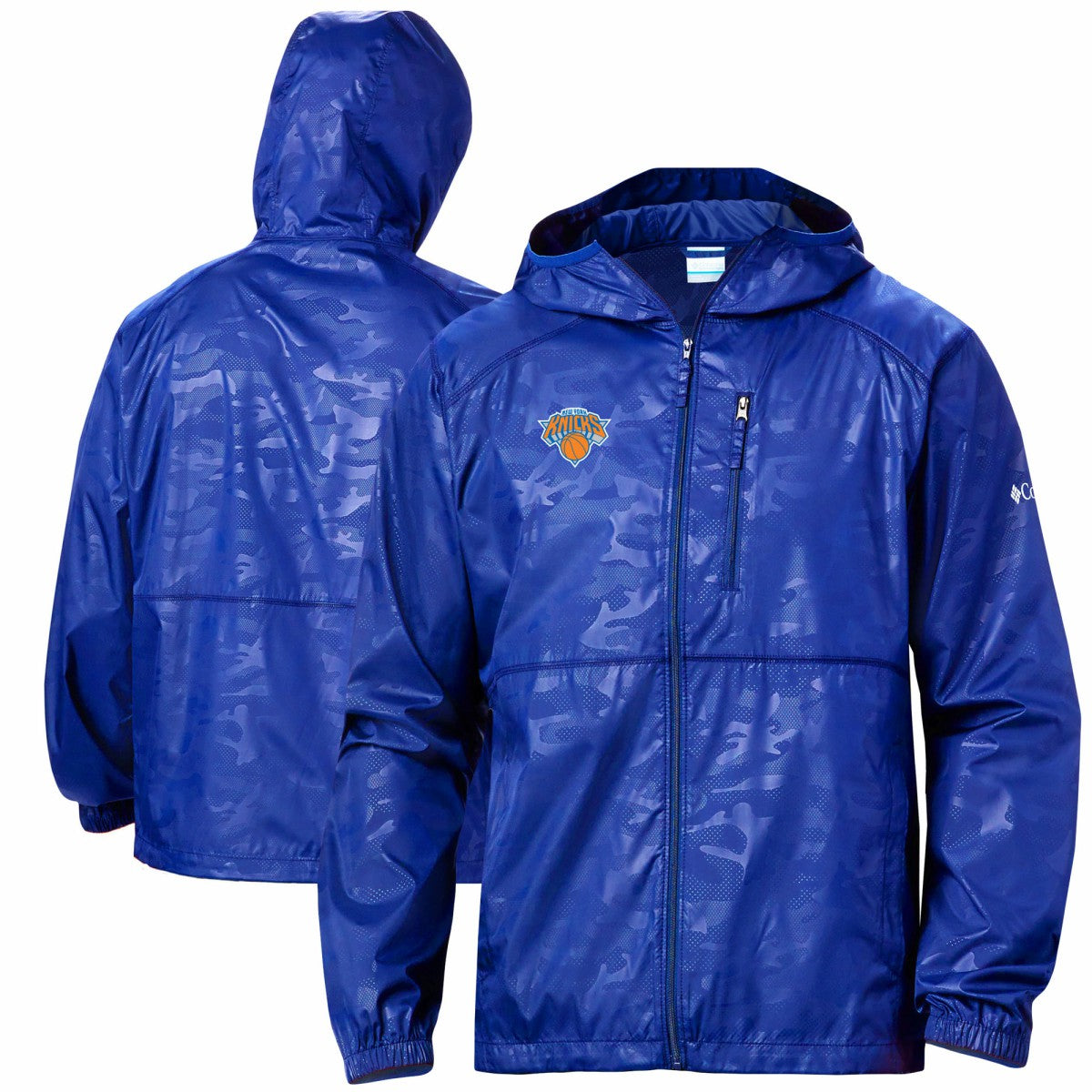 New York Knicks Camo Flash Forward Full-Zip Windbreaker Jacket Blue | Columbia US
