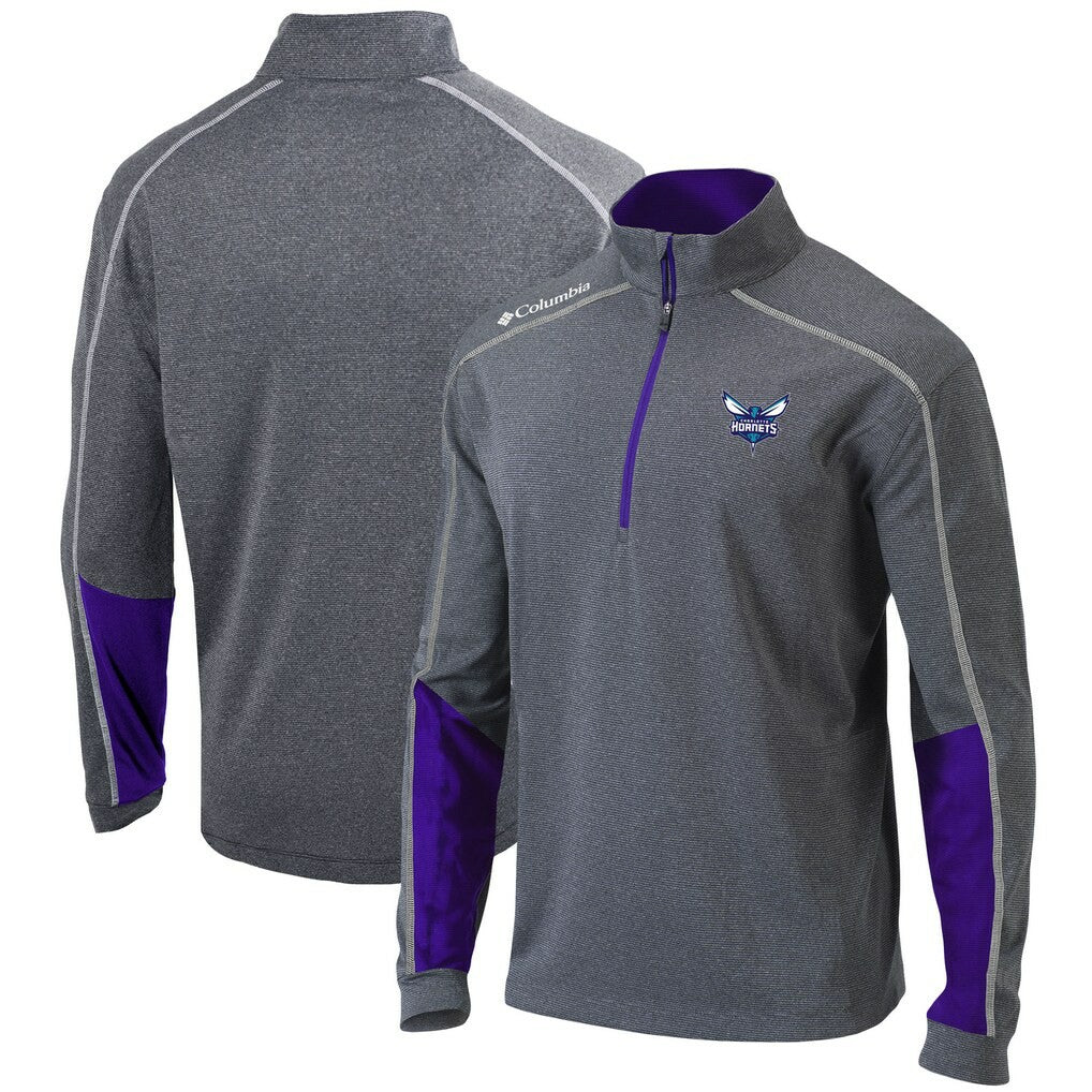 Charlotte Hornets Omni-Wick Shotgun 2.0 Quarter-Zip Pullover Top Heathered Gray/Purple | Columbia US