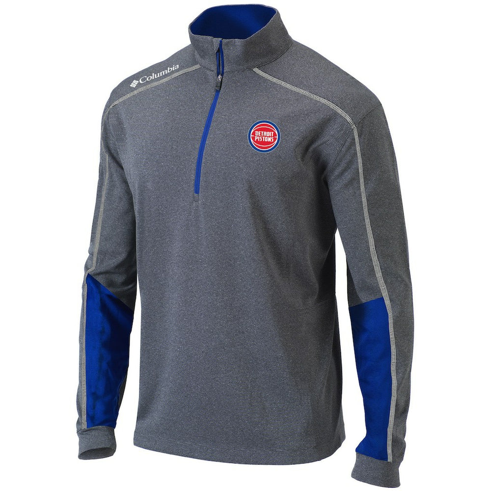 Detroit Pistons Omni-Wick Shotgun 2.0 Quarter-Zip Pullover Top for sale Heathered Gray/Blue | Columbia