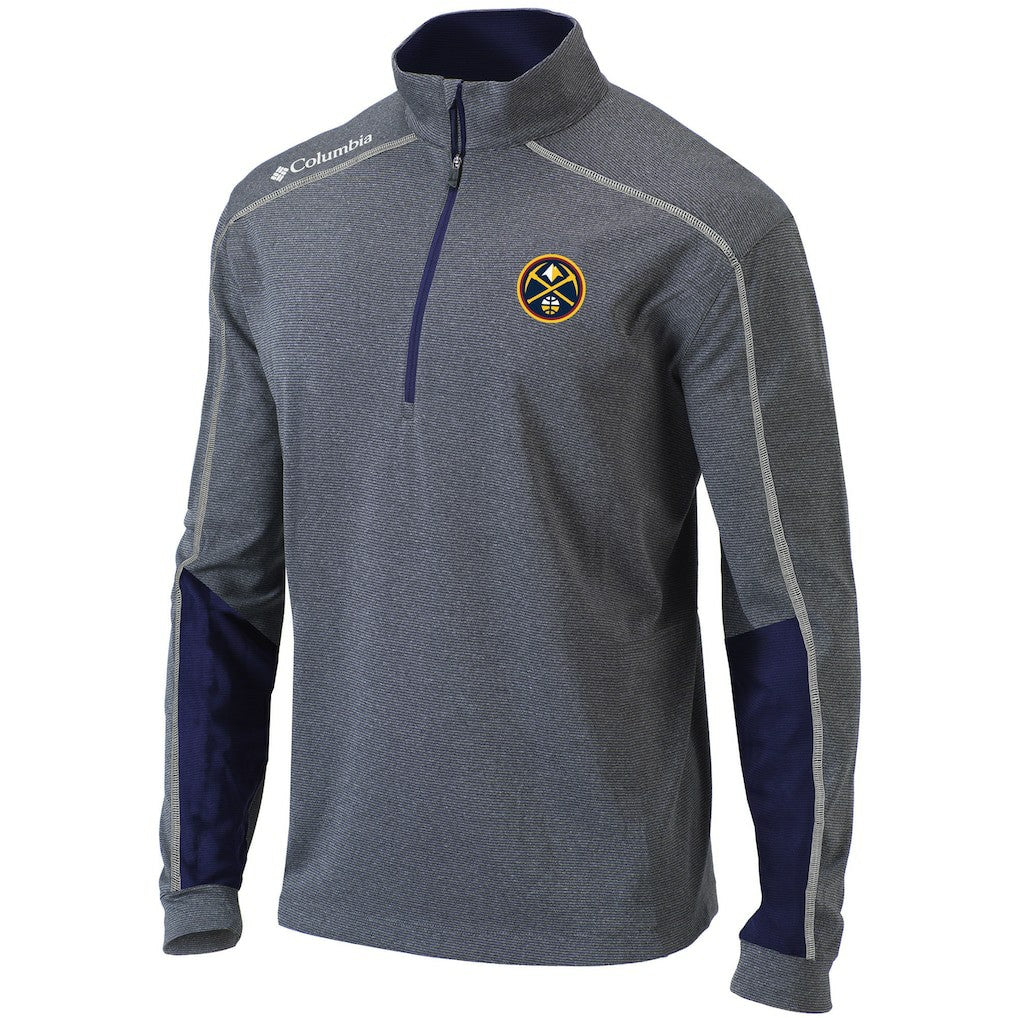 Denver Nuggets Omni-Wick Shotgun 2.0 Quarter-Zip Pullover Top for sale Heathered Gray/Navy | Columbia