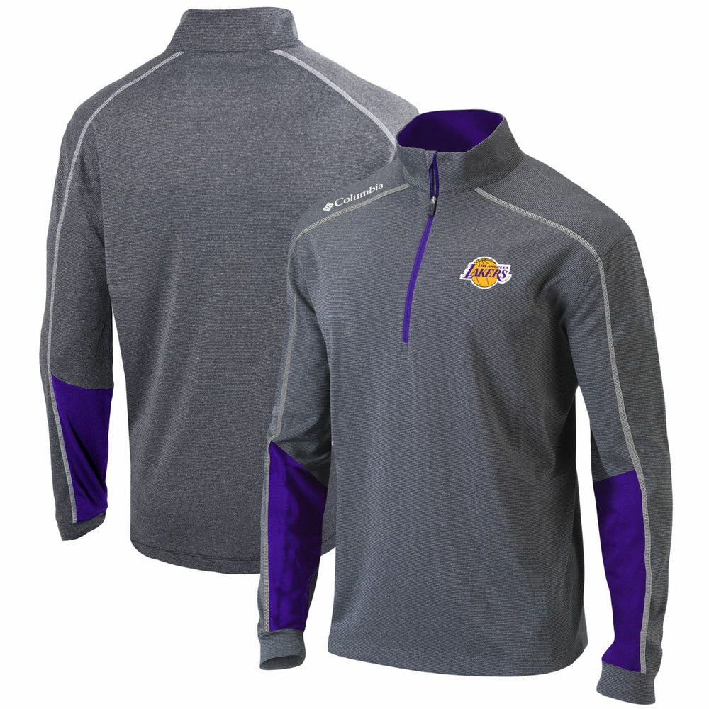 Los Angeles Lakers Omni-Wick Shotgun 2.0 Quarter-Zip Pullover Top Heathered Gray/Purple | Columbia for sale