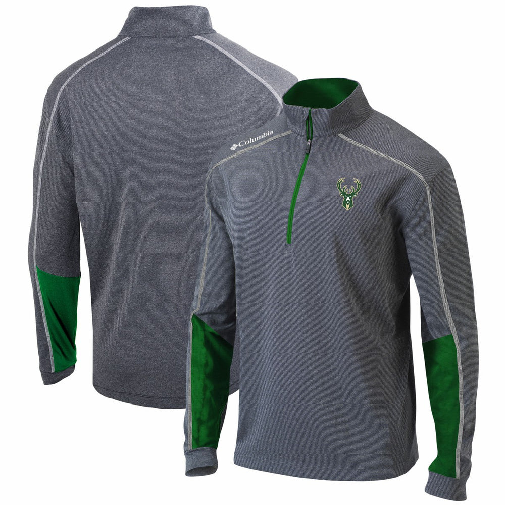 Milwaukee Bucks Omni-Wick Shotgun 2.0 Quarter-Zip Pullover Top Heathered Gray/Green | Columbia for sale