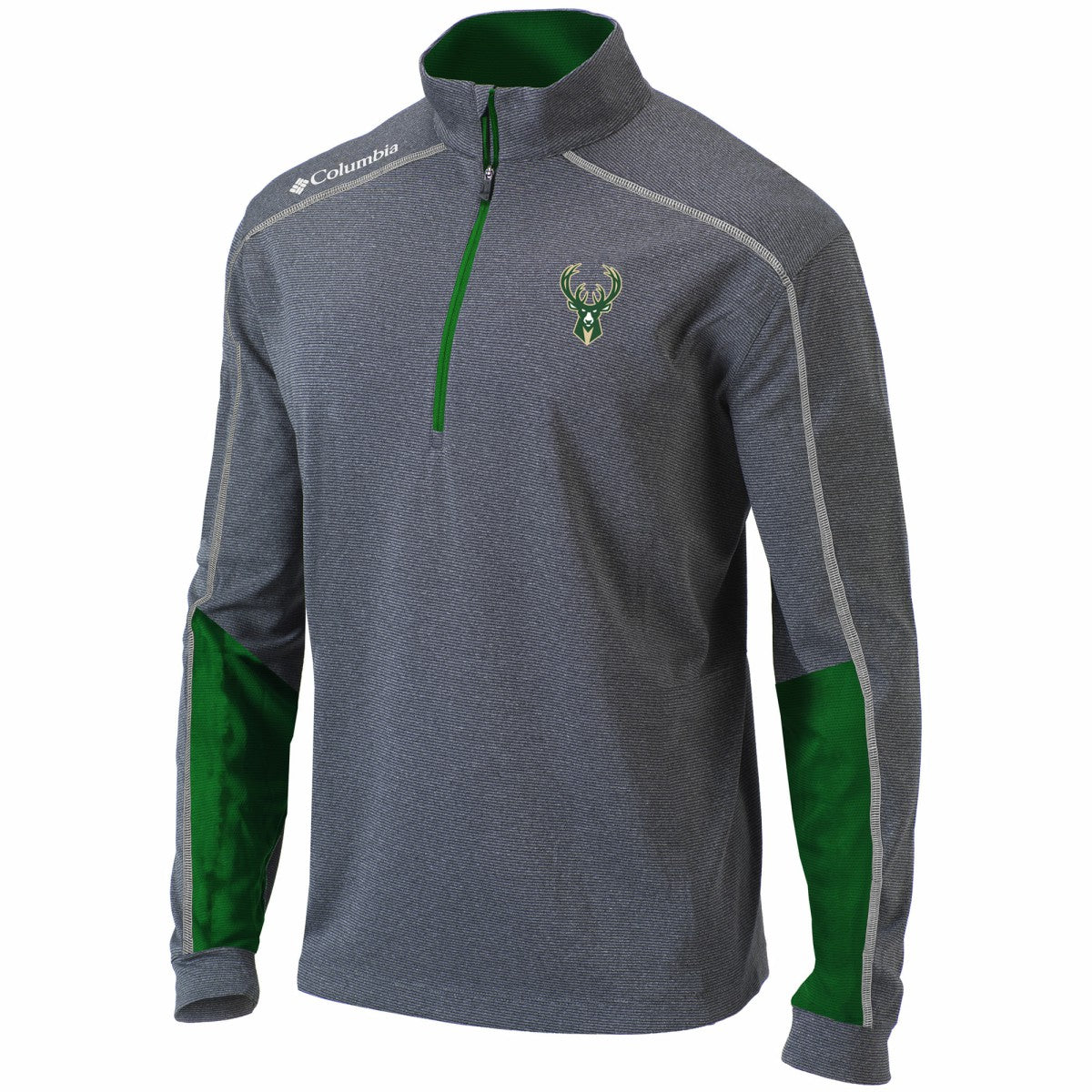 Milwaukee Bucks Omni-Wick Shotgun 2.0 Quarter-Zip Pullover Top Heathered Gray/Green | Columbia for sale
