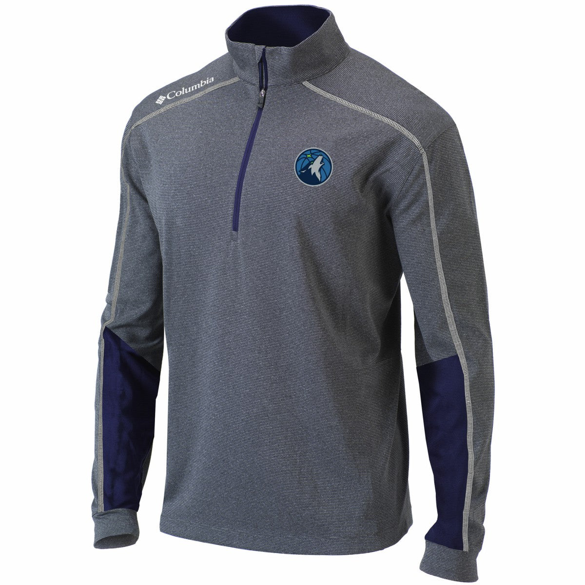 Minnesota Timberwolves Omni-Wick Shotgun 2.0 Quarter-Zip Pullover Top Heathered Gray/Navy | Columbia outlet