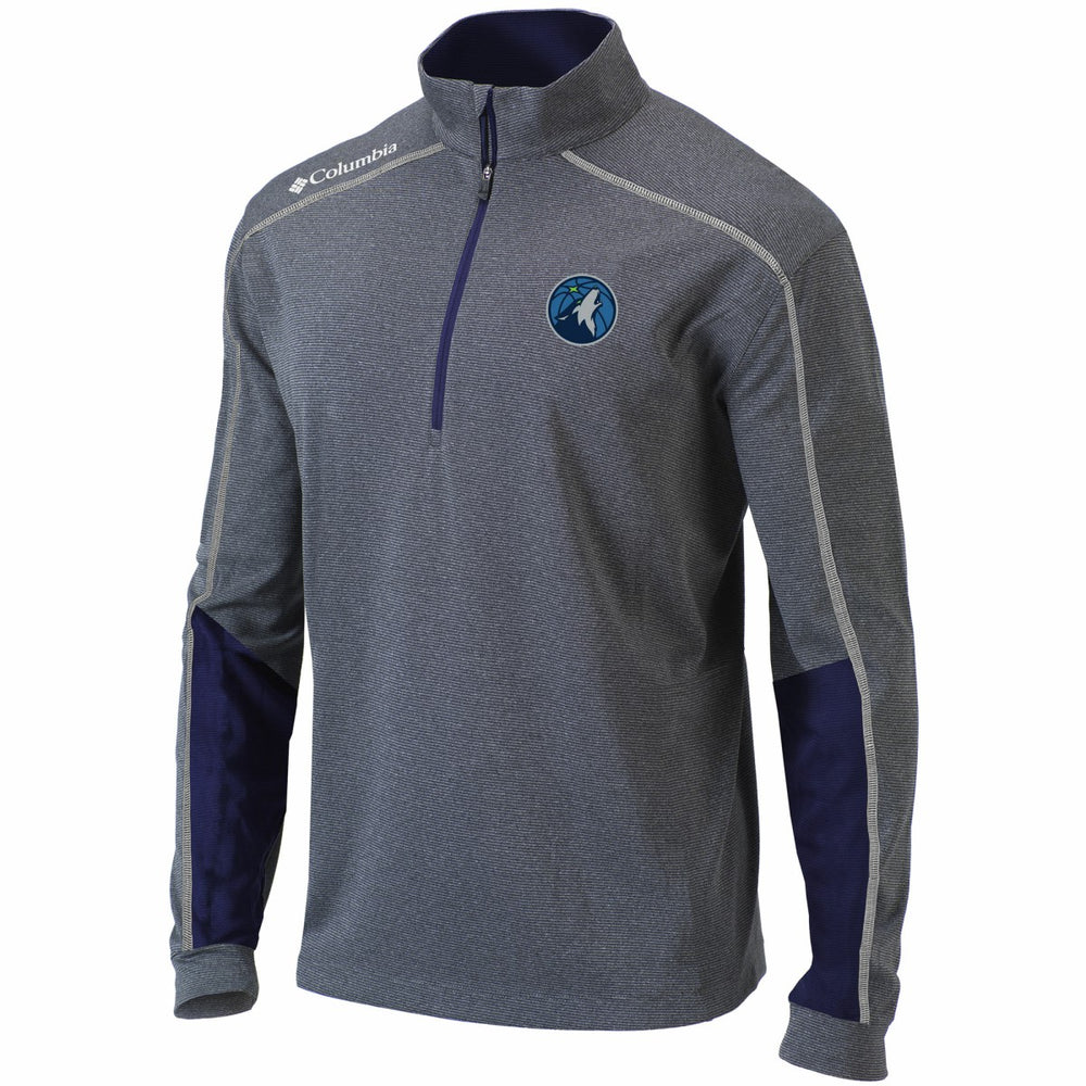 Minnesota Timberwolves Omni-Wick Shotgun 2.0 Quarter-Zip Pullover Top Heathered Gray/Navy | Columbia outlet