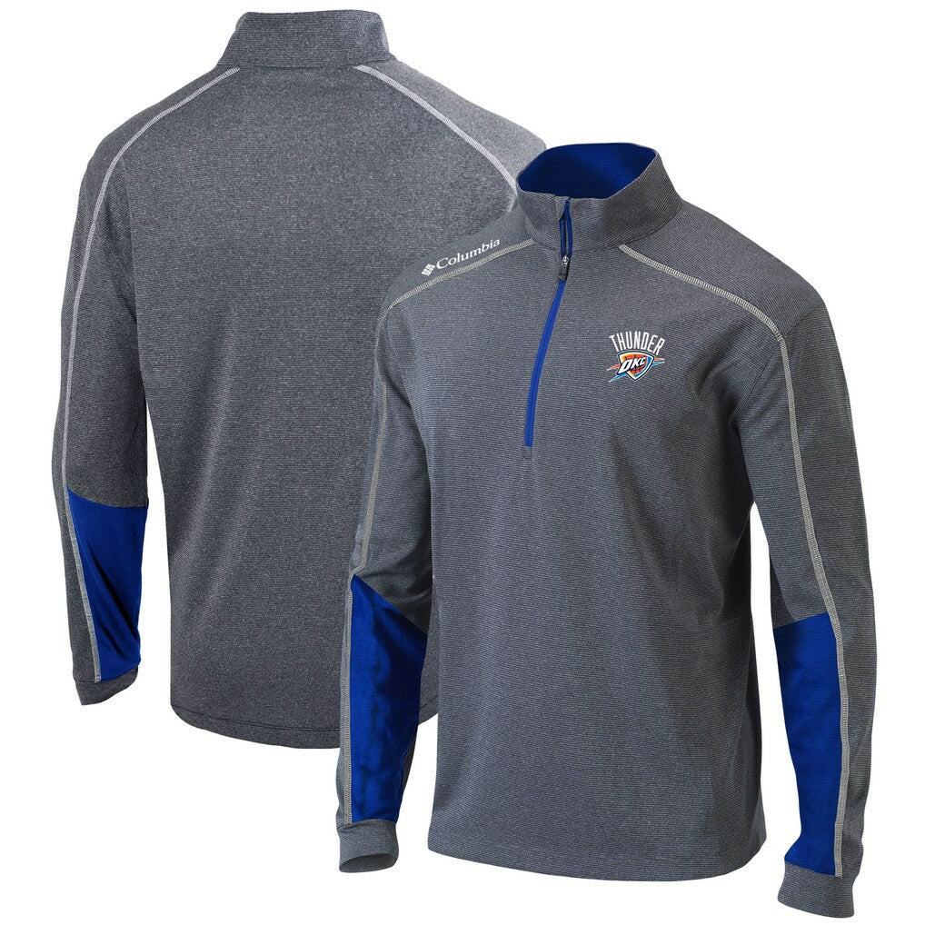 Oklahoma City Thunder Omni-Wick Shotgun 2.0 Quarter-Zip Pullover Top Heathered Gray/Blue | Columbia Lifestyle
