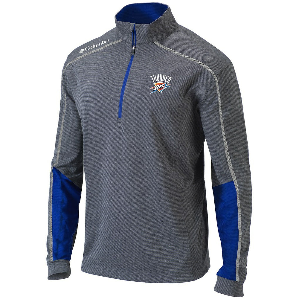 Oklahoma City Thunder Omni-Wick Shotgun 2.0 Quarter-Zip Pullover Top Heathered Gray/Blue | Columbia Lifestyle