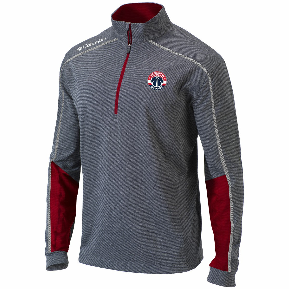 Washington Wizards Omni-Wick Shotgun 2.0 Quarter-Zip Pullover Top Heathered Gray/Red | Columbia Lifestyle