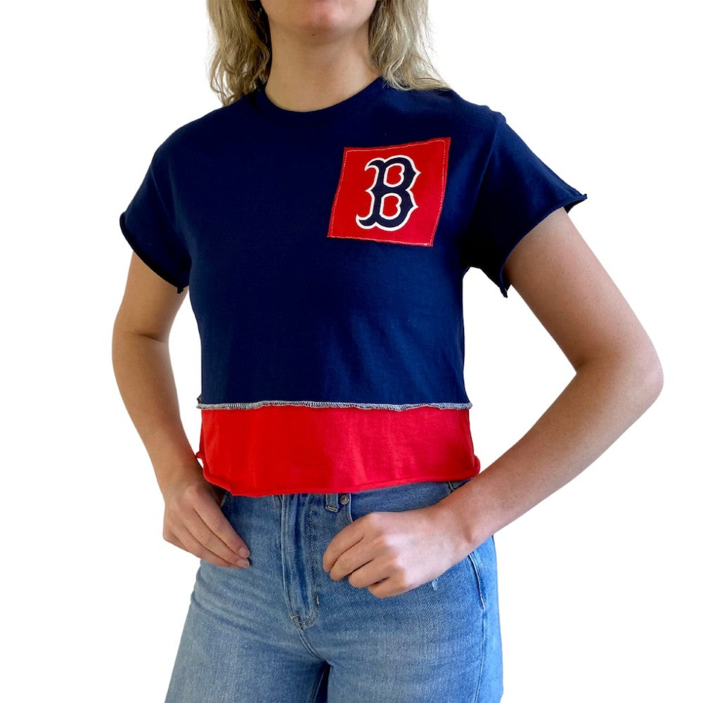 Boston Red Sox Refried Apparel Women's Cropped T-Shirt - Navy - MLB Online