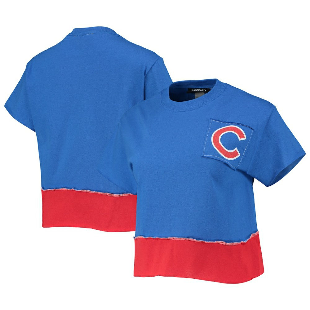 Chicago Cubs Refried Apparel Women's Cropped T-Shirt - Royal - MLB Lifestyle