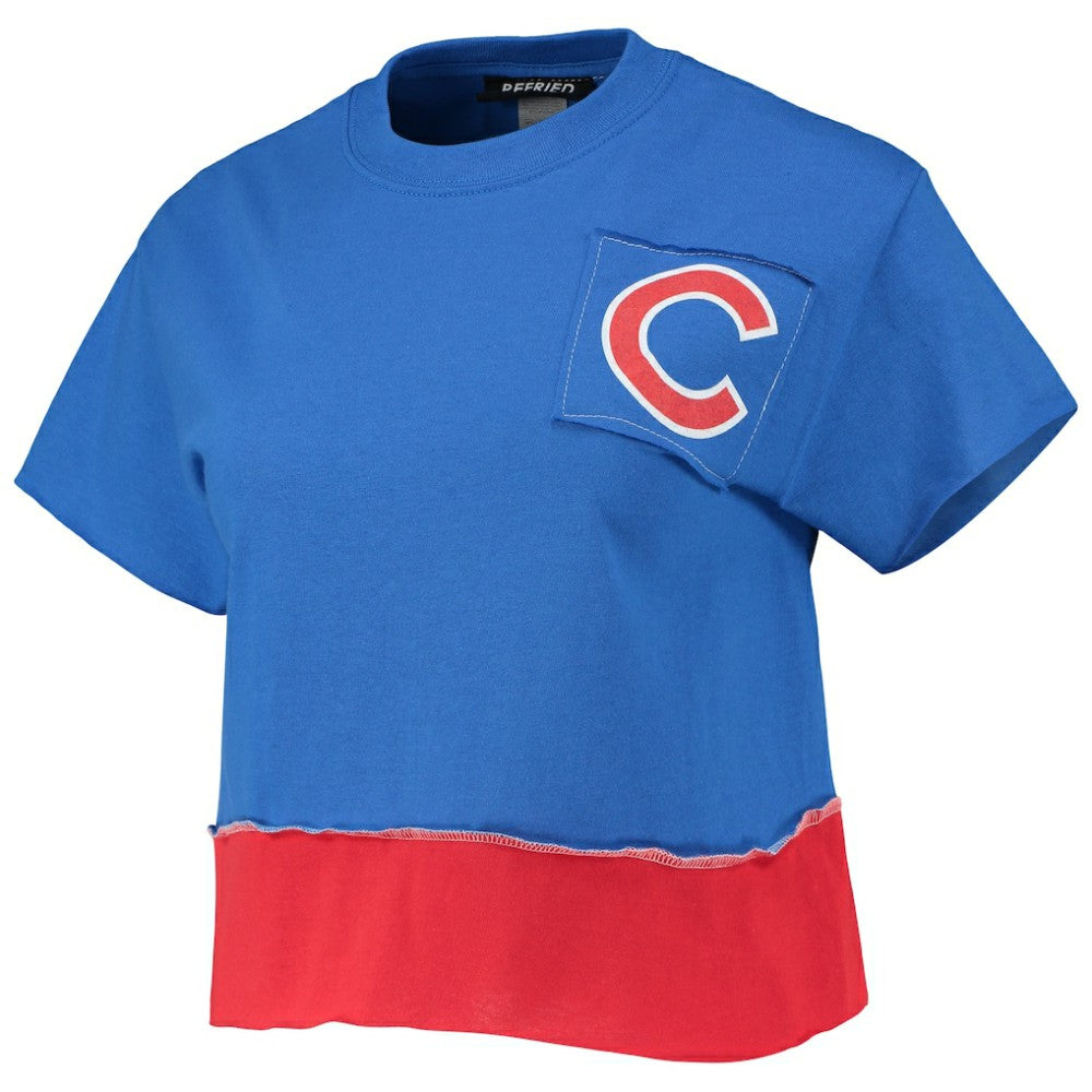 Chicago Cubs Refried Apparel Women's Cropped T-Shirt - Royal - MLB Lifestyle