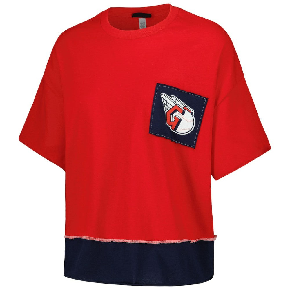 Cleveland Guardians Refried Apparel Women's Cropped T-Shirt - Red - MLB Discount