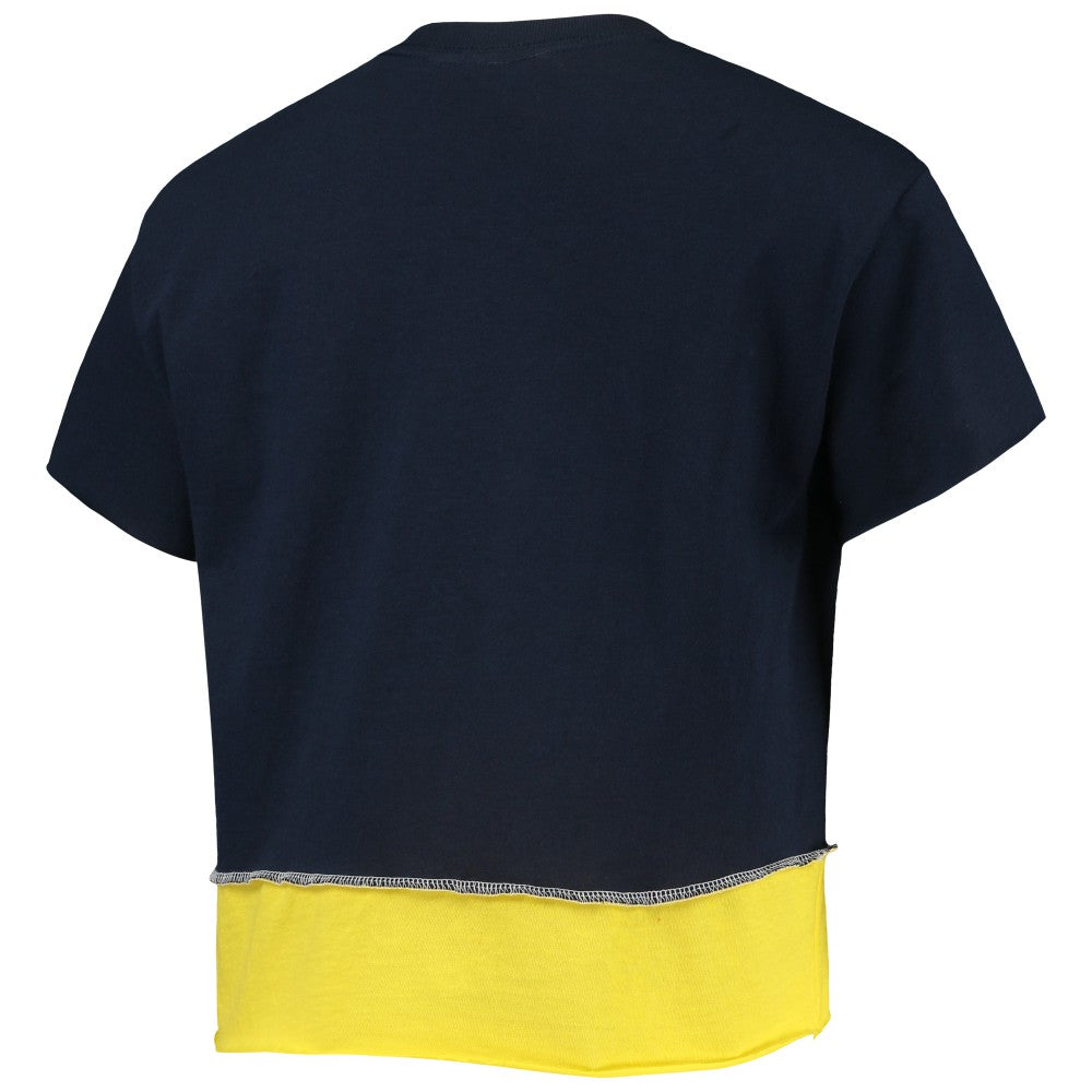Milwaukee Brewers Refried Apparel Women's Cropped T-Shirt - Navy - MLB on Sale