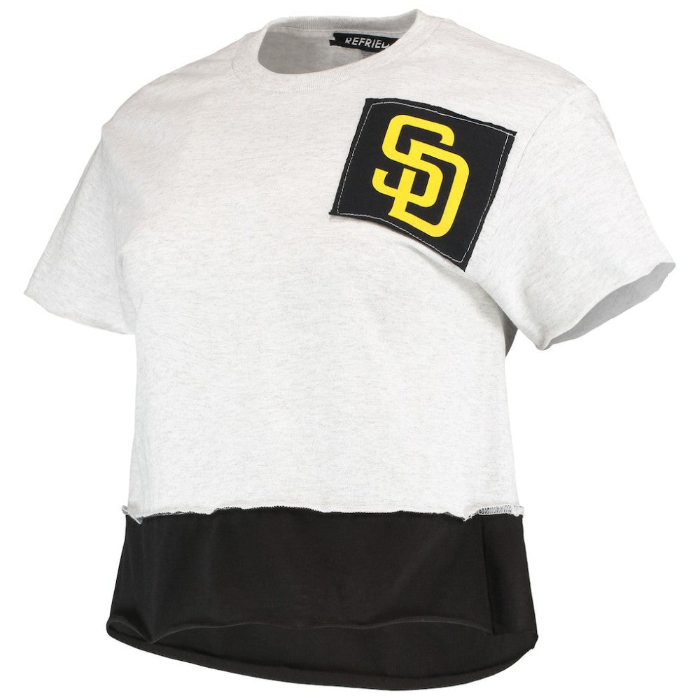 San Diego Padres Refried Apparel Women's Cropped T-Shirt - Gray - MLB Sale