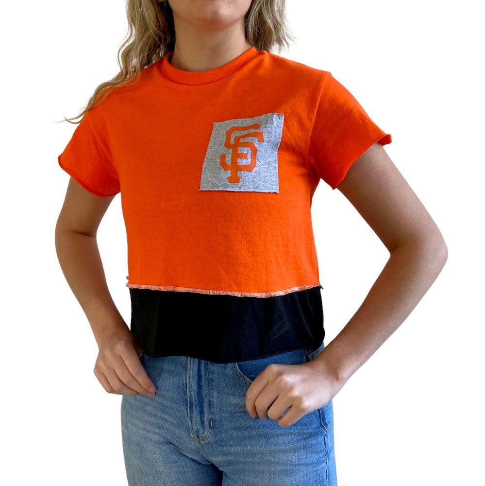 San Francisco Giants Refried Apparel Women's Cropped T-Shirt - Orange - MLB Sale