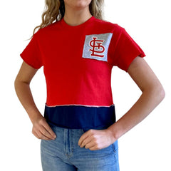 St. Louis Cardinals Refried Apparel Women's Cropped T-Shirt - Red - MLB Lifestyle
