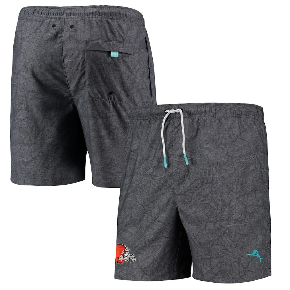 Cleveland Browns Naples Layered Leaves Swim Trunks Black