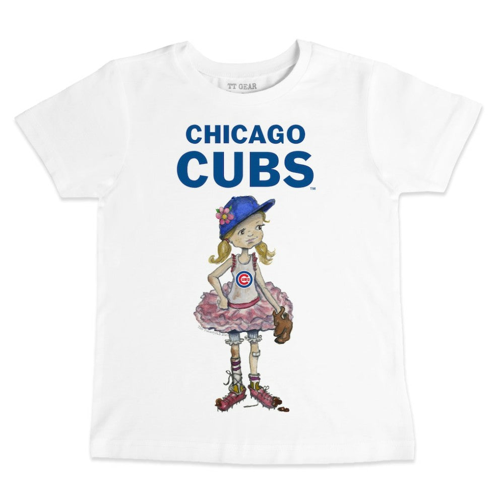 Chicago Cubs Tiny Turnip Youth Baseball Babes T-Shirt - White - MLB Lifestyle