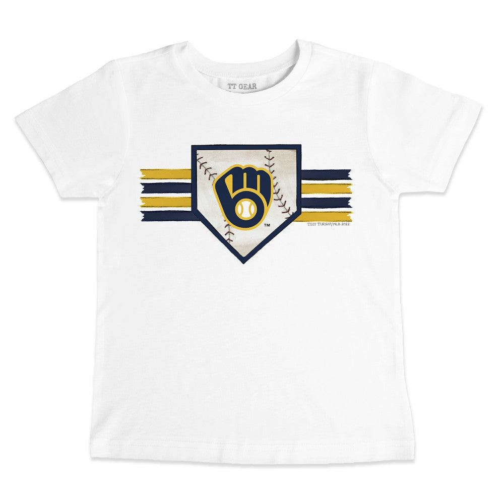 Milwaukee Brewers Tiny Turnip Youth Base Stripe T-Shirt - White - MLB Discount