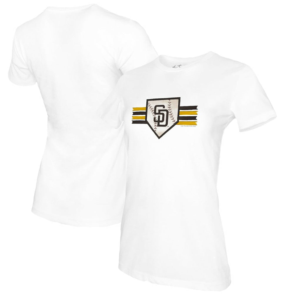 San Diego Padres Tiny Turnip Women's Base Stripe T-Shirt - White - MLB on Sale