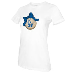 Los Angeles Dodgers Tiny Turnip Women's Baseball Bow T-Shirt - White - MLB on Sale