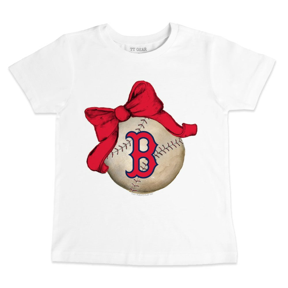 Boston Red Sox Tiny Turnip Youth Baseball Bow T-Shirt - White - MLB on Sale