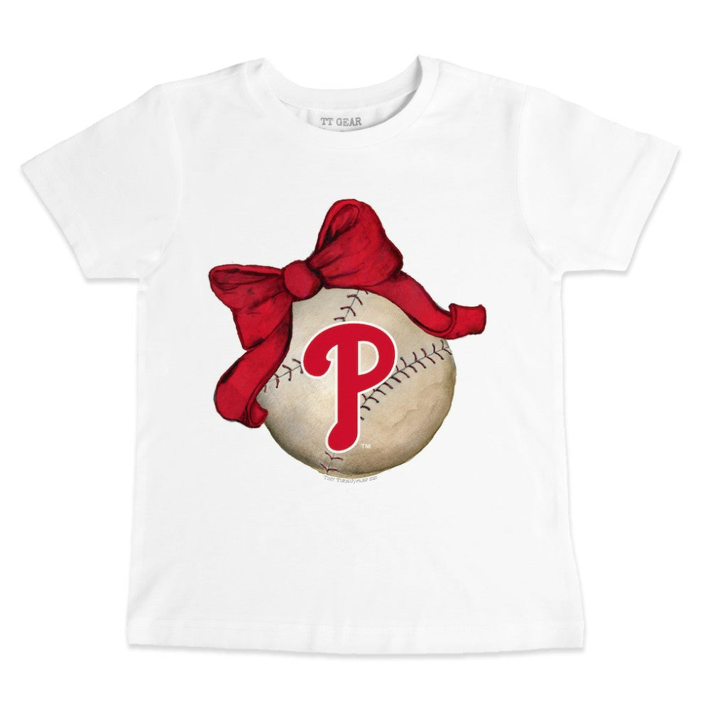 Philadelphia Phillies Tiny Turnip Youth Baseball Bow T-Shirt - White - MLB on Sale