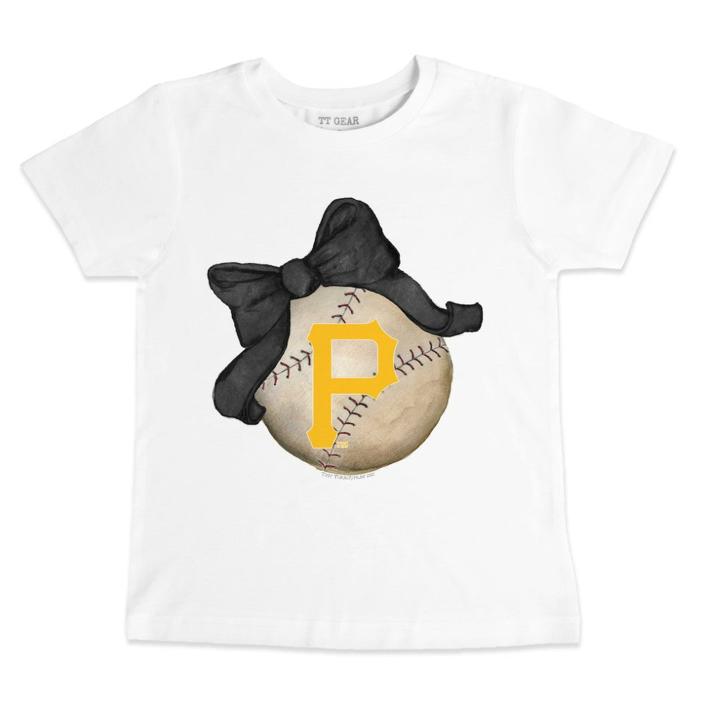 Pittsburgh Pirates Tiny Turnip Youth Baseball Bow T-Shirt - White - MLB Discount