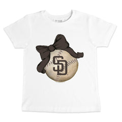 San Diego Padres Tiny Turnip Youth Baseball Bow T-Shirt - White - MLB Sale