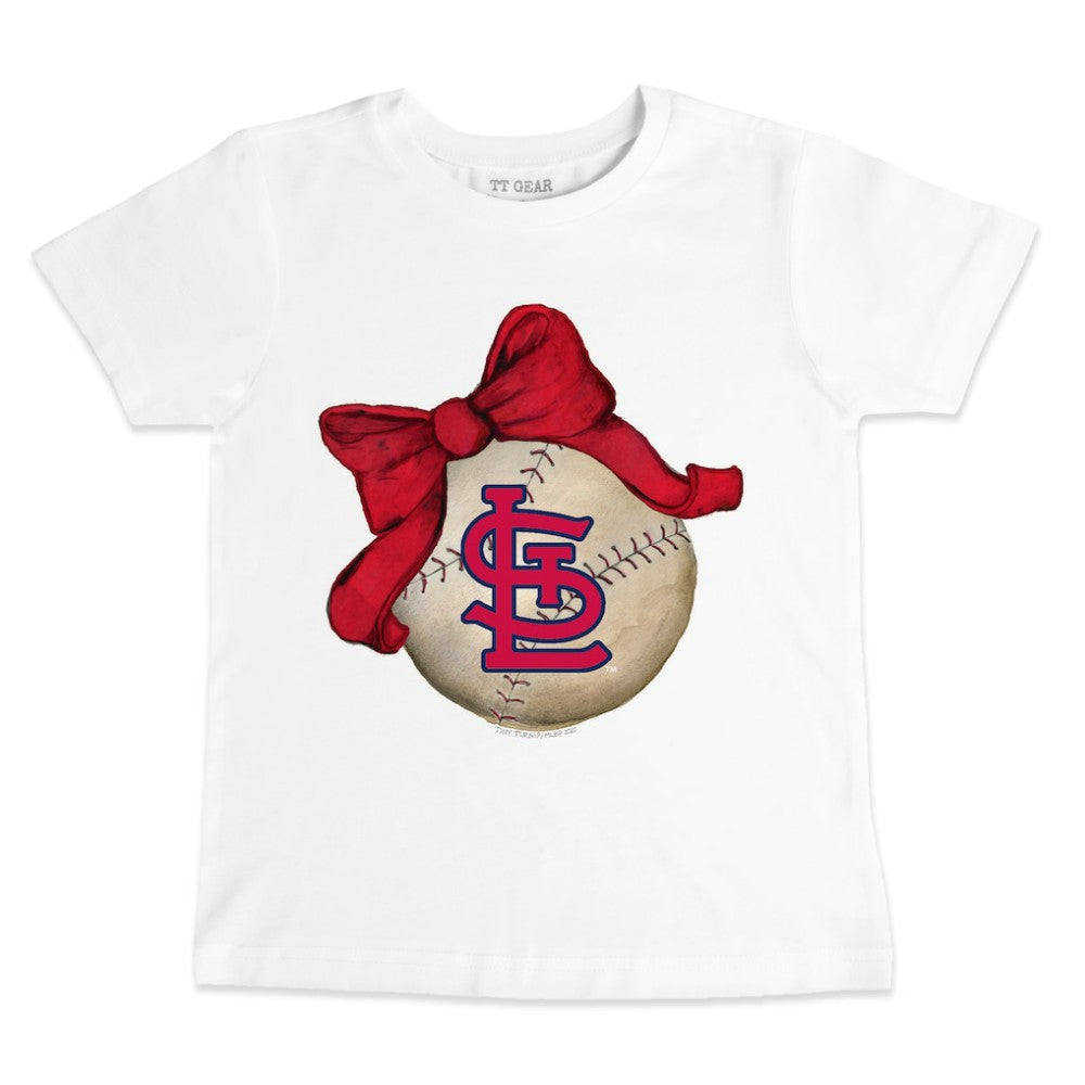 St. Louis Cardinals Tiny Turnip Youth Baseball Bow T-Shirt - White - MLB Lifestyle
