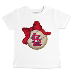St. Louis Cardinals Tiny Turnip Youth Baseball Bow T-Shirt - White - MLB Lifestyle