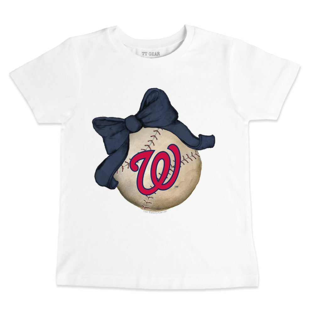Washington Nationals Tiny Turnip Youth Baseball Bow T-Shirt - White - MLB Sale
