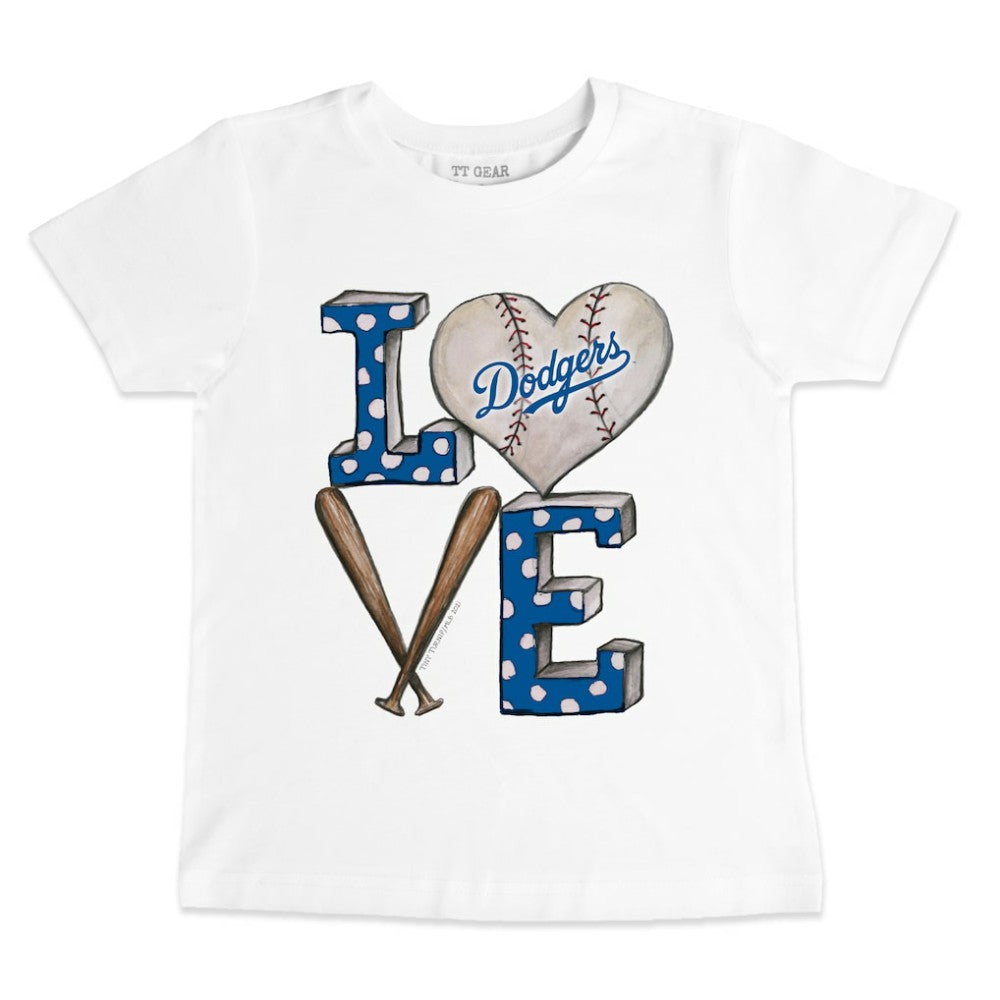 Los Angeles Dodgers Tiny Turnip Youth Baseball Love T-Shirt - White - MLB Sale