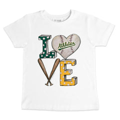 Athletics Tiny Turnip Youth Baseball Love T-Shirt - White - MLB Sale