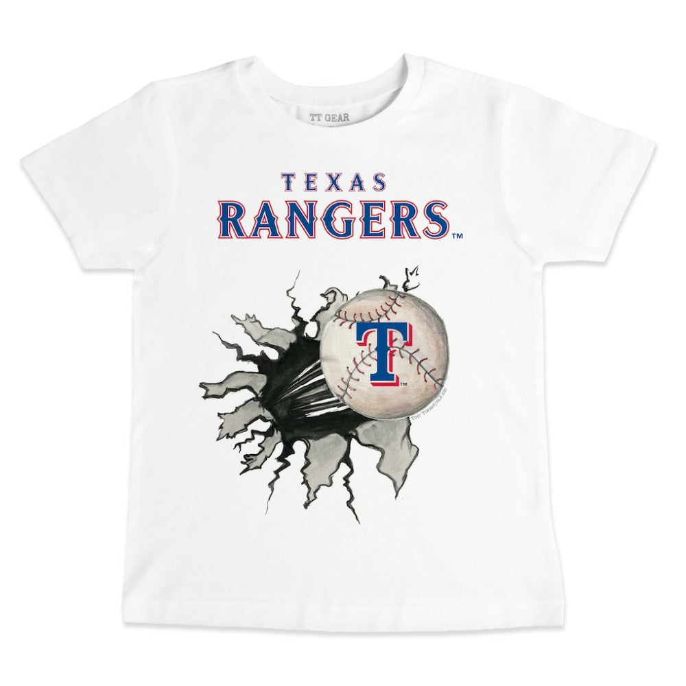 Texas Rangers Tiny Turnip Youth Baseball Tear T-Shirt - White - MLB Discount