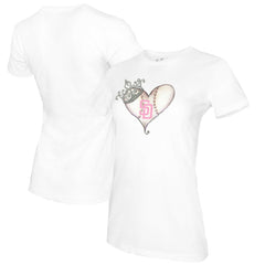 San Diego Padres Tiny Turnip Women's Baseball Tiara Heart T-Shirt - White - MLB on Sale