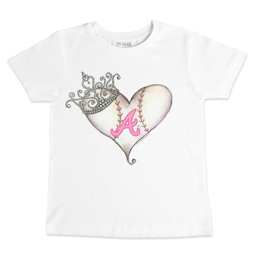 Atlanta Braves Tiny Turnip Youth Baseball Tiara Heart T-Shirt - White - MLB Lifestyle