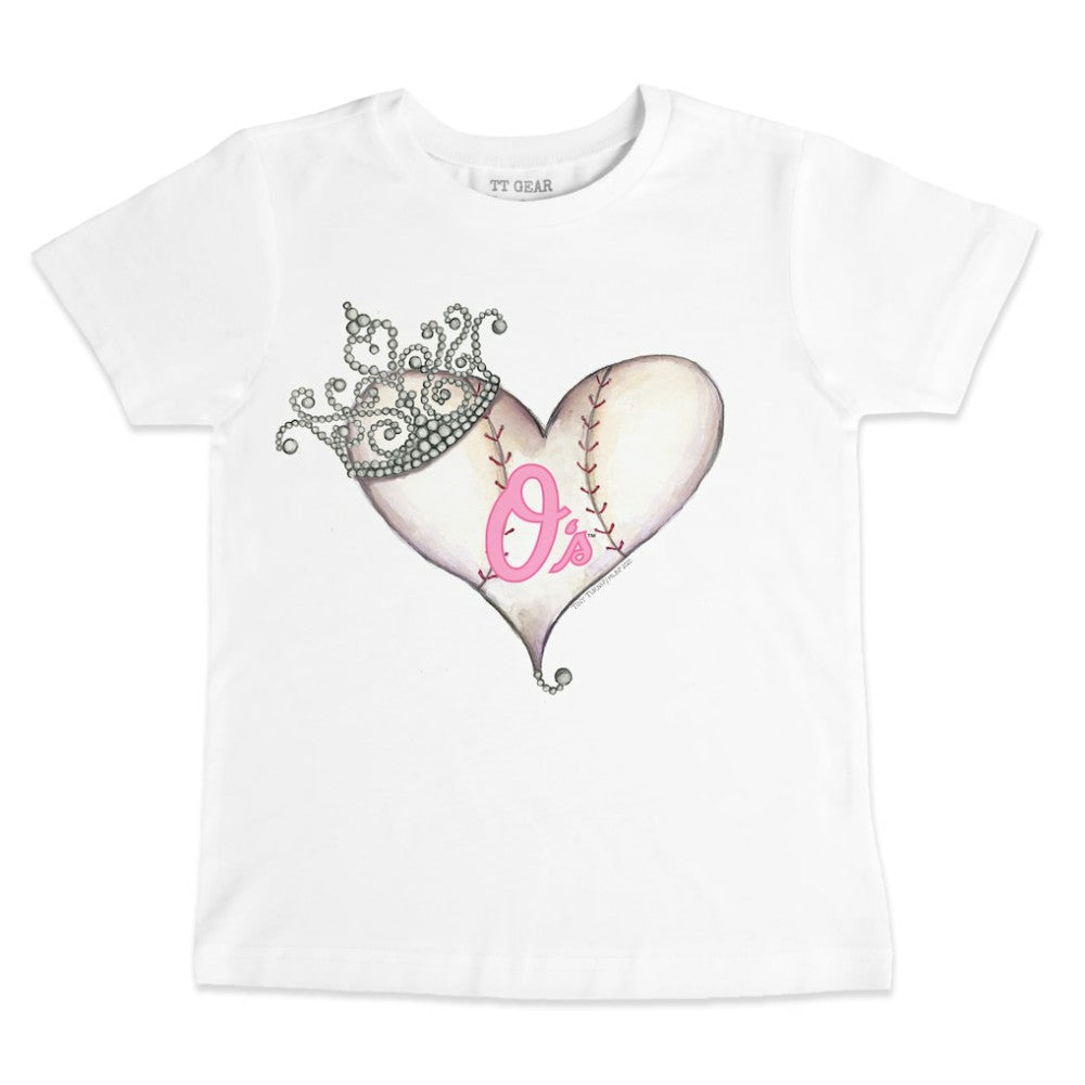 Baltimore Orioles Tiny Turnip Youth Baseball Tiara Heart T-Shirt - White - MLB Sale