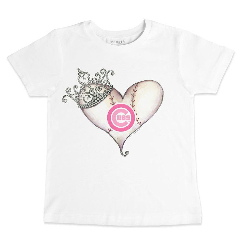 Chicago Cubs Tiny Turnip Youth Baseball Tiara Heart T-Shirt - White - MLB Sale