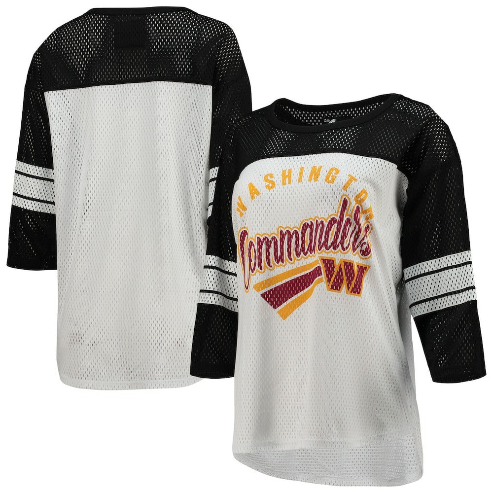 Washington Commanders G-III 4Her by Carl Banks Women's First Team 3/4-Sleeve Mesh T-Shirt White/Black