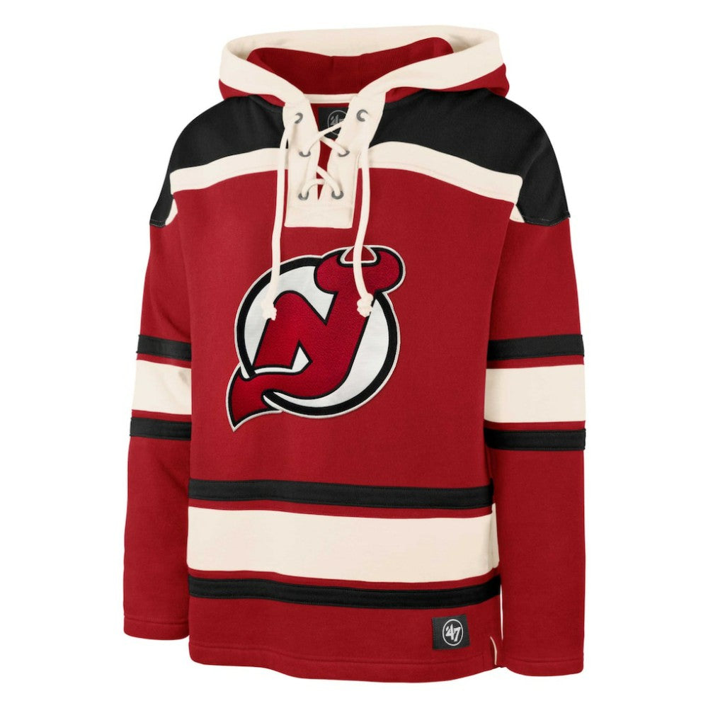 Jack Hughes New Jersey Devils '47 Player Lacer Pullover Hoodie - Red - NHL 4759548