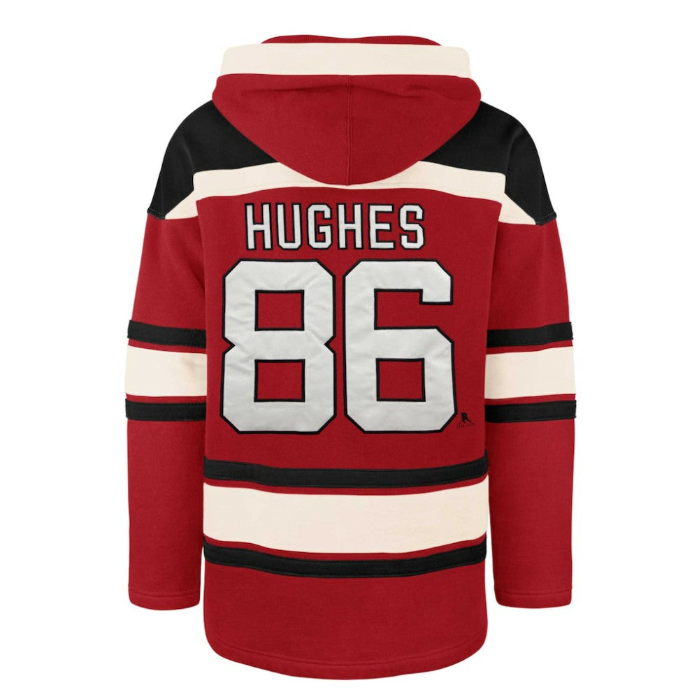 Jack Hughes New Jersey Devils '47 Player Lacer Pullover Hoodie - Red - NHL 4759548