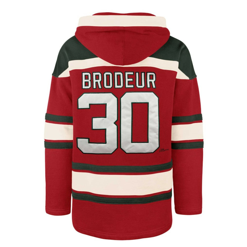 Martin Brodeur New Jersey Devils '47 Retired Player Name & Number Lacer Pullover Hoodie - Red - NHL 4759554