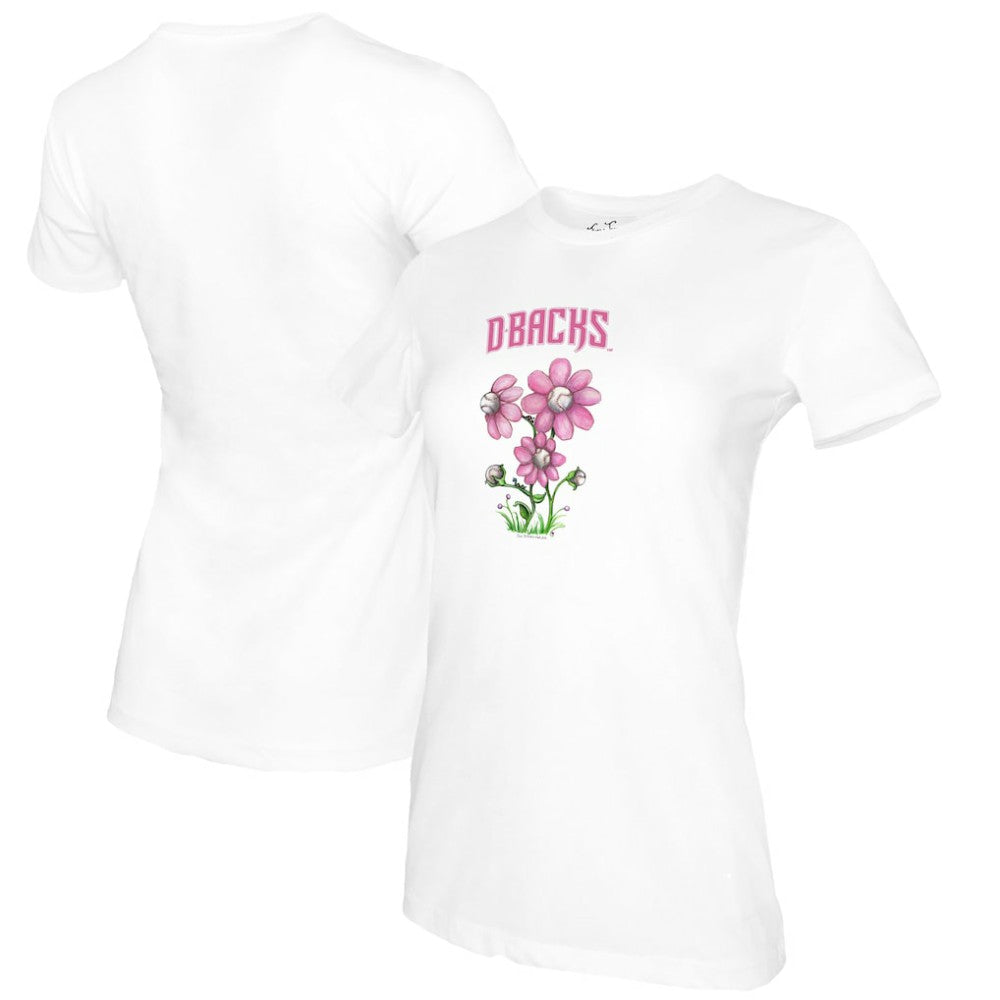 Arizona Diamondbacks Tiny Turnip Women's Blooming Baseballs T-Shirt - White - MLB Sale