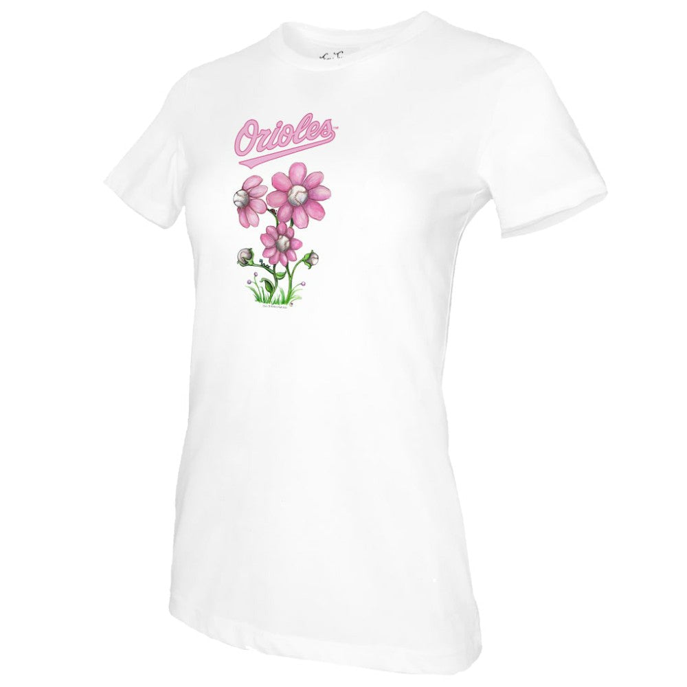 Baltimore Orioles Tiny Turnip Women's Blooming Baseballs T-Shirt - White - MLB Sale