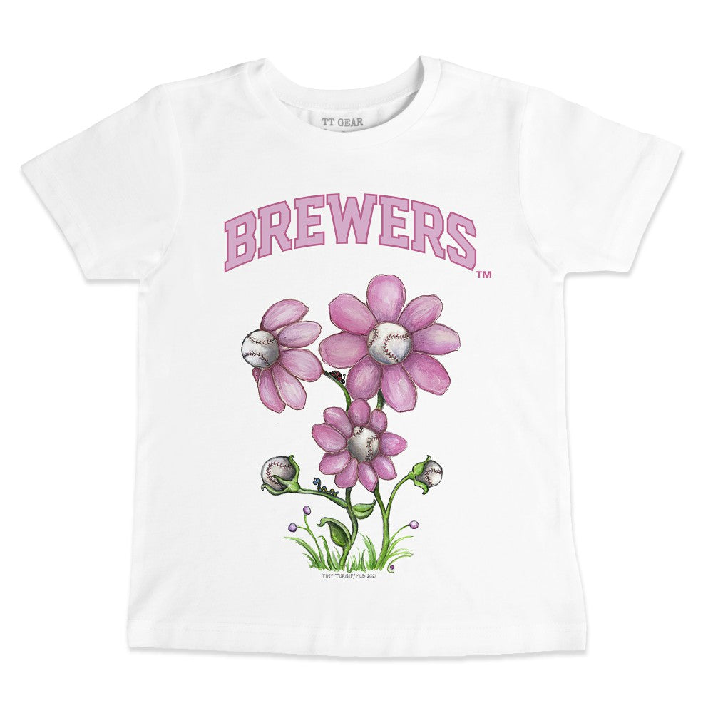 Milwaukee Brewers Tiny Turnip Youth Blooming Baseballs T-Shirt - White - MLB on Sale