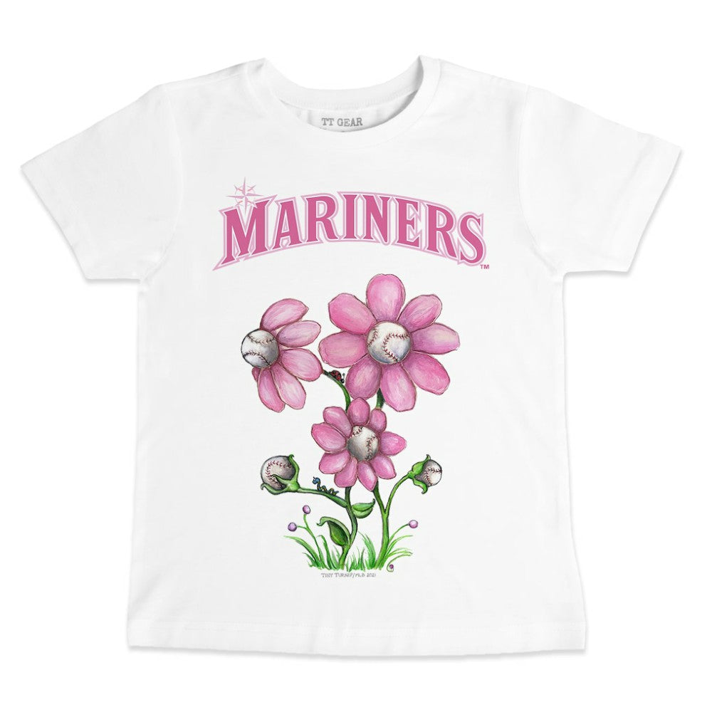Seattle Mariners Tiny Turnip Youth Blooming Baseballs T-Shirt - White - MLB Lifestyle