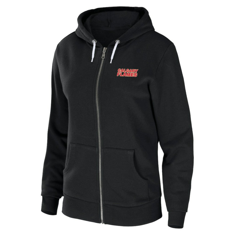 Calgary Flames WEAR by Erin Andrews Women's Sponge Fleece Full-Zip Hoodie - Black - NHL 4762597