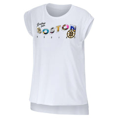 Boston Bruins WEAR by Erin Andrews Women's Greetings From Muscle T-Shirt - White - NHL 4762621